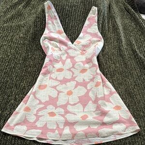 Pink Floral Sleeveless Dress
